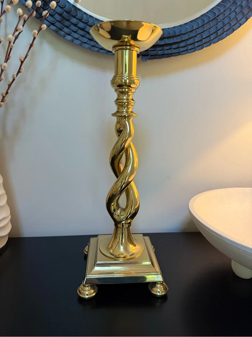 MCM vintage Brass Barley Twist Candle Holder